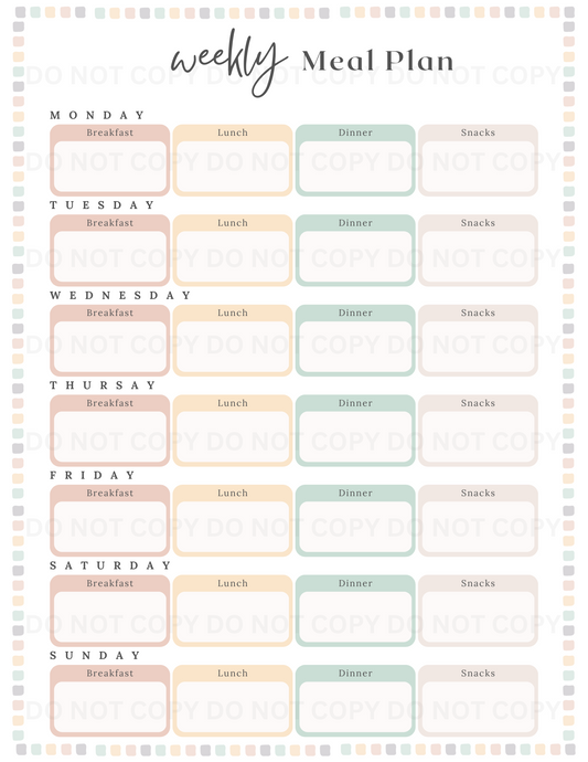 Weekly Meal Planner & Shopping List