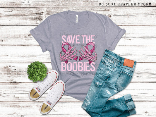 Save The Boobies Faux Embroidery Sequin