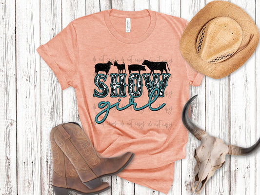 Show Girl Cow Print And Turquoise