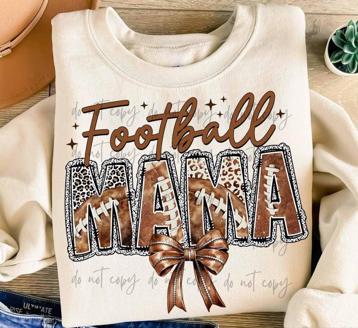 Football Mama Leopard Bow