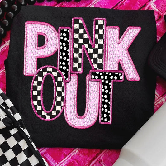 Pink Out Checkered Dotted Faux Embroidery