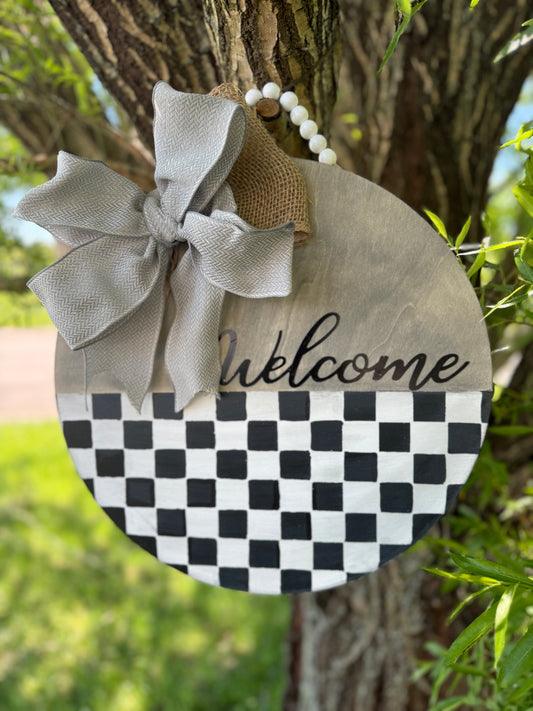 Checkered Welcome Sign
