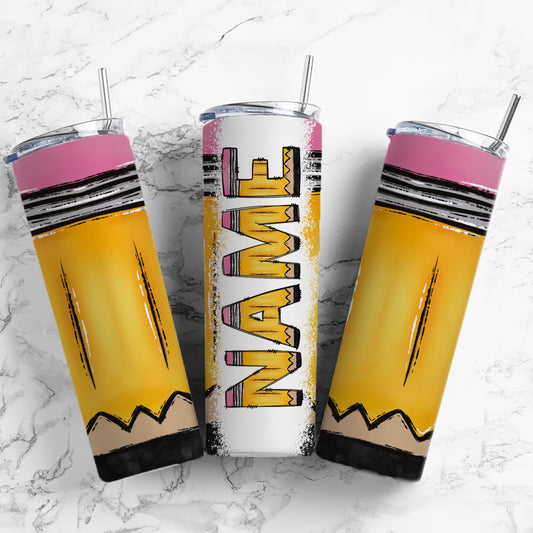 Pencil Teacher Tumbler with Matching Doodle Letters