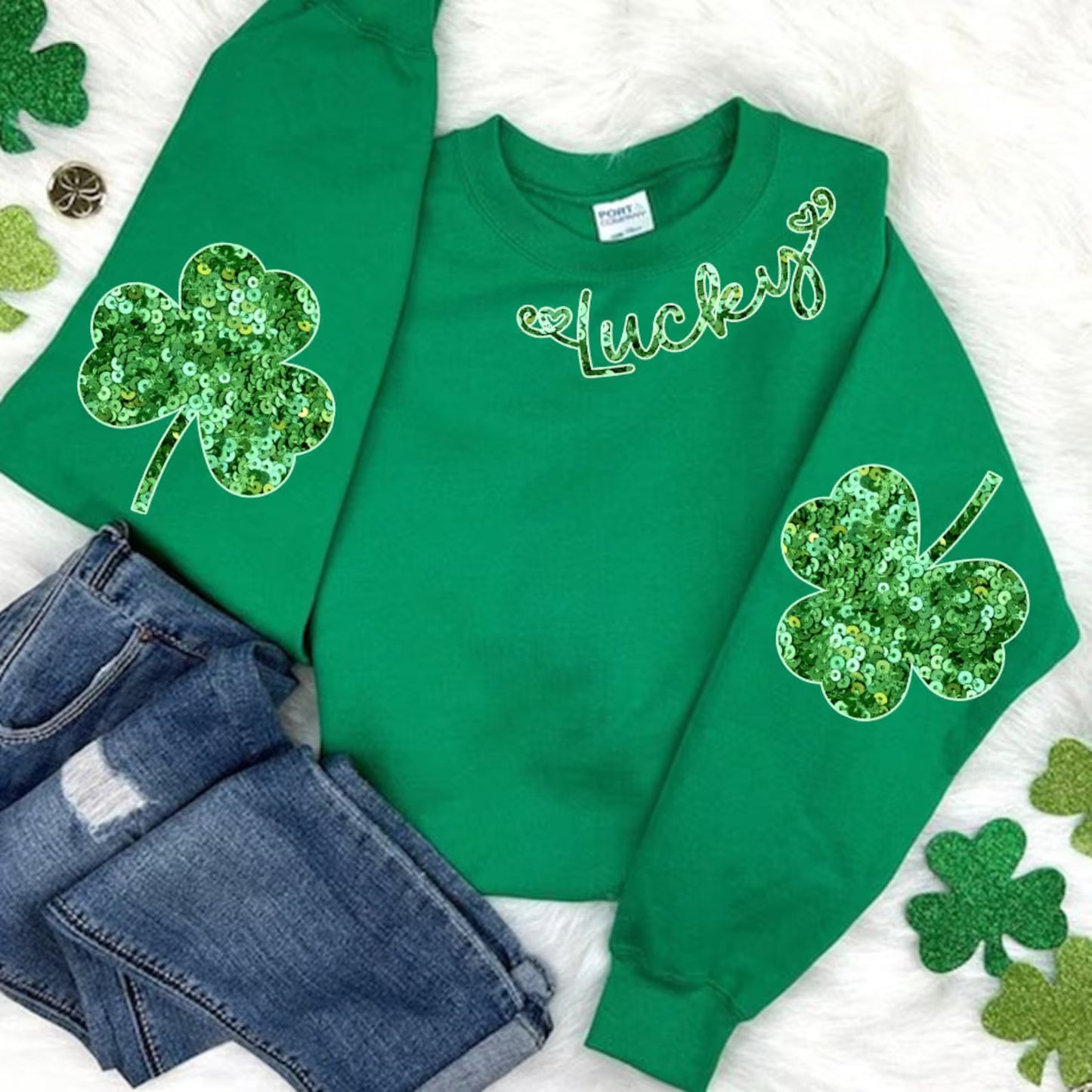 Lucky St Patrick's Day Faux Sequin